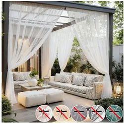 Lapalife Gardine Durchsichtige Outdoor-Vorhänge, 1 Tafel, 5 Farben, Mücke,Stangentasche, DIY Auf Maß zuschneiden, Atmungsaktiv für Terrasse, Pool, Lanai 320 cm x 213 cm
