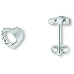 ONE ELEMENT Paar Ohrhänger Zirkonia Herz Ohrringe Ohrstecker aus 925 Silber, Herz mit Bedeutung – eine feine Geschenkidee für viele Anlässe silberfarben
