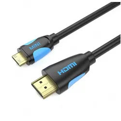 JAMEGA mini HDMI Kabel High Speed Adapterkabel 4K UHD 2160p für Tablet Kamera HDMI-Kabel, Mini HDMI Stecker, HDMI Stecker, (200 cm) blau|schwarz