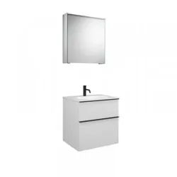 burgbad Fiumo Set, bestehend aus Spiegelschrank, Mineralguss-Waschtisch und Waschtischunterschrank, mit Plisséefront, Breite: 620 mm, SFXV062RF3958G0200, Farbe: Graphit Softmatt / Graphit Softmatt,