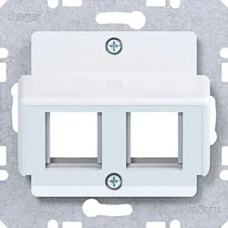 Hager WAF2164WG Zentralplatte 2-fach für AMP Jacks, 30° Schrägauslass, A.x/C.x/S.x/B.x/Q.x/K.x, lichtweiß glänzend