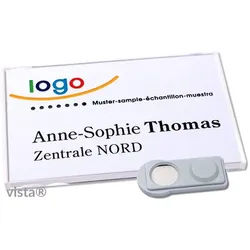 10 Namensschilder VISTA, magnetisch 85 x 54 mm | weiß | smag® Magnet, Kunststoff