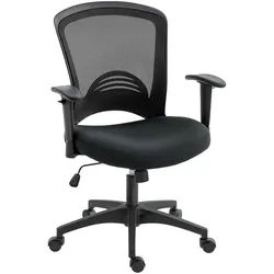 Homcom Netz-Bürostuhl Verstellbarer Schreibtischstuhl mit Netzstoff-Rückenlehne Schwarz , Textil , 59x102.5x65 cm , Büromöbel, Bürostühle, Drehstühle