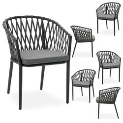 Idimex Gartenstühle Sunny 6Er-Set , Textil, Metall , Mode , 56x78x62 cm , Gartenmöbel, Gartensessel, Gartenstühle