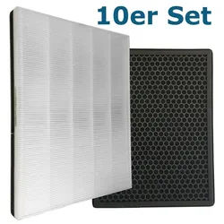 Comedes Filter-Set 10er Set einsetzbar statt Philips FY1410/30 und FY1413/30, Zubehör für Passend für die Philips Luftreiniger AC1214/10 und AC2729/10