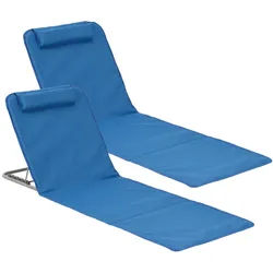 [en.casa] Strandmatten-Set 2 Tlg. Donostia , Blau , Textil, Metall , 143x44x48 cm , Gartenmöbel, Gartenliegen