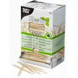 Papstar Zahnstocher, Holz mit Menthol, Rund, aus Holz, 1 Packung = 1000 Stück, Länge: 6,6 cm