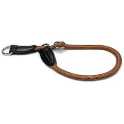 lionto Hunde-Halsband mit Zugstopp, Retrieverhalsband, Nylon, verstellbar & leicht mit Stoppring braun 55 cm Länge / 1 cm Ø | 1 cm x 55 cm