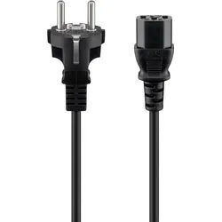 Kaltgeräte Anschlusskabel, 2 m, Schwarz Schutzkontaktstecker (Typ F, CEE 7/7) > Gerätebuchse C13 (Kaltgeräteanschluss)