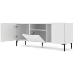 Raumhirsch Furniture Lowboard TV Schrank, RTV Möbel, Wohnmöbel (Maße 144,5 x 40 x 58,2 (H) cm, 3 Türen), Push to Open System, Metallrahmen, modernes Design schwarz|weiß