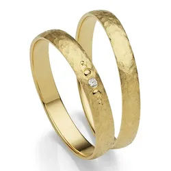 Trauring FIRETTI "Schmuck Geschenk Gold 375 Hochzeit Ehering "LIEBE" Gr. 69, gold (gelbgoldfarben), Fingerringe, Damen, 69, ohne Brillant, Gelbgold 585, 3mm, Trauring, Made in Germany, wahlweise mit oder ohne Brillant