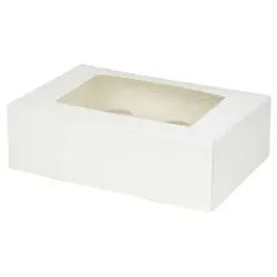 Greenbox Cupcake Boxen, mit Sichtfenster, 6er, Weiße Gebäckboxen für den Einmalgebrauch , 1 Karton = 5 Packungen à 25 Stück