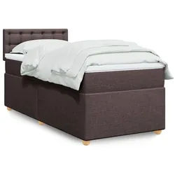 vidaXL Boxspringbett, Boxspringbett mit Matratze Dunkelbraun 90x200 cm Stoff
