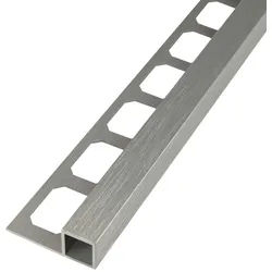 Quadratprofil / Ecken Aluminium gebürstet titan hochglanzeloxiert | Fliesenprofil 2,50 m Länge - 8,0 mm