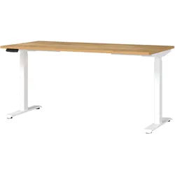 Novel Schreibtisch , Weiß, Eichefarben , Holzwerkstoff , rechteckig , eckig, Kufe , 80x72-118x160 cm , Made in Germany , höhenverstellbar , Büromöbel, Büromöbel-Sets & Büromöbel-Serien, Büromöbelserien