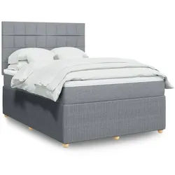 vidaXL Boxspringbett, Boxspringbett mit Matratze Hellgrau 140x200 cm Stoff