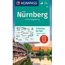 Reiseführer KOMPASS Wanderkarten-Set 163 Nürnberg und Umgebung (2 Karten) 1:50.000 diverse grau