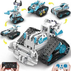 LA CUTE RC-Bagger Bulldozer Roboter (Fernsteuerbares 5-in-1 Bauset mit App und RC Steuerung, 5-tlg., 700-teiliges 5-in-1 RC Technik Bauspielzeug für Kinder ab 12 Jahren), 5-in-1 Technik-Bauspielzeug mit Fernsteuerung und App-Steuerung