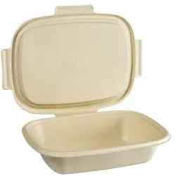 DUNI BioPak Shield Menübox mit Deckel, ungeteilt, Klappbox mit Rand und Wing-Lock-Verschluss, 1 Karton = 4 x 50 Stück, 1200 ml, braun