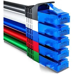 deleyCON deleyCON 5x 0,5m CAT6 Patchkabel Netzwerkkabel Gigabit LAN U/UTP RJ45 LAN-Kabel