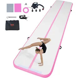 VEVOR Gymnastik-Luftmatte Aufblasbare Gymnastik-Tumbling-Matte, Tumbling-Bahn mit Elektrischer Pumpe, 498 x 101 x 10 cm Trainingsmatten für den Heimgebrauch/Fitnessstudio/Yoga/Cheerleading Pink