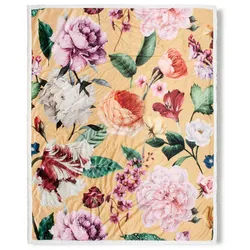 Plaid , Gelb, Goldfarben , Textil , Blume , 130x160 cm , Heimtextilien, Wohntextilien, Decken