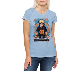 Urban Backwoods Print-Shirt Ninja DJ Damen T-Shirt Shinobi System Anime Naruto Music Musik (1-tlg) Dattebayo Sakura Haruno Anime blau XS