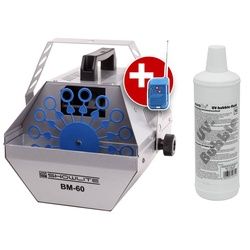 Showlite BM-60 Seifenblasenmaschine SET inkl. UV-Fluid gelb