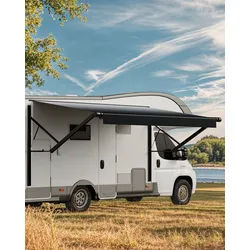 VEVOR Markise für Wohnmobile elektrische wasserdichte Modulmarkise Seitenmarkise (4285 mm) mit Aluminiumlegierungsrahmen, schwarze Außenmarkise mit Farbverlauf, Sonnenschutz für Camping