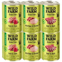 WILD FARM Premium getreidefreies MIX 12x400g - getreidefreies Katzenfutter