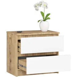 Raumhirsch Furniture Kommode mit 2 Schubladen 60 cm breit Holz Schrank, Highboard / Kommode 60 cm, Sideboard Organizer für jeden Raum weiß