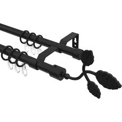GARDINENSTANGE Olymp Alessia 240 cm (geteilt in 2 x 120 cm), 2-läufig, 16 mm Ø Schwarz
