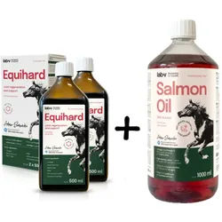 Lab-v Set für Pferde und Ponys: Lachsöl - 100% Atlantisches Lachsöl 1000 ml + Equihard - Komplexe Formel für gesunde Gelenke 2x500ml