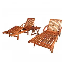 vidaXL Gartenliege Sonnenliegen 2 Stk. mit Tisch Massivholz, 1 St.