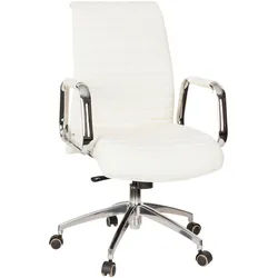 Mid.you Chefsessel , Creme, Silberfarben , Textil, Leder , Kombination Echtleder/Lederlook,Echtleder , Nappaleder , Drehkreuz , 59x114x50 cm , Wippfunktion, Sitzfläche 360° drehbar, ergonomische Rückenlehne , Büromöbel, Bürostühle, Chefsessel