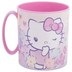 Hello Kitty Becher - Mikrowellengeeigneter Kunststoffbecher 390 ml – für Kinder, 1-tlg., besonders praktisch und leicht bunt