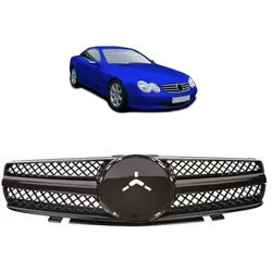 Sport Kühlergrill Schwarz glanz für Mercedes Benz SL (R230) Vorfacelift ab 01-05
