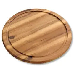 Kesper Holz Schneidebrett mit Saftrille für Fleisch, Rundes Schneidebrett aus Akazienholz, Maße: Ø 25 cm, Stärke: 1,5 cm