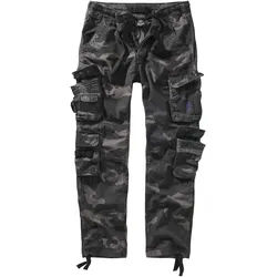 Stoffhose BRANDIT "Brandit Herren Pure Slim Fit Trouser", Herren, Gr. 3XL, US-Größen, schwarzcamo, 100% Baumwolle, relaxed fit, Hosen Stoffhose