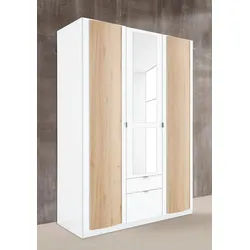 priess Kleiderschrank mit gerundeten Elementen auf den Außentüren weiß 140 cm x 193 cm x 54 cm