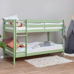 Mid.you Etagenbett , Grün , Holz , Kiefer , vollmassiv,teilmassiv , Höhe ca. 9 cm , 90x200 cm , alternative Größen erhältlich , Babymöbel & Kindermöbel, Kinderzimmer & Jugendzimmer, Stockbetten
