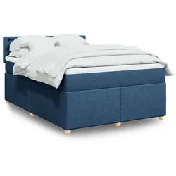 vidaXL Boxspringbett, Boxspringbett mit Matratze Blau 140x190 cm Stoff