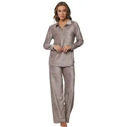 Pastunette Hausanzug Edler Nikki Damen Homewearanzug (2 tlg) Edles Design braun 50