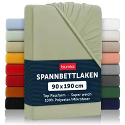 Blumtal Spannbettlaken 2er-Set 90/190/30 cm Olivgrün , Textil , Uni , 90x190 cm , Oeko-Tex® Standard 100 , Heimtextilien, Bettwäsche & Leintücher, Leintücher, Bettlaken