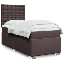 vidaXL Boxspringbett, Boxspringbett mit Matratze Dunkelbraun 90x190 cm Stoff