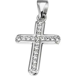 Kettenanhänger FIRETTI "Schmuck Geschenk Silber 925 Halsschmuck Anhänger Kreuz", silber (silberfarben, kristallweiß, kristallweiß), Schmuckanhänger, Damen, Silber 925 (Sterlingsilber), 1,2 g, Kettenanhänger, mit Zirkonia (synth.)