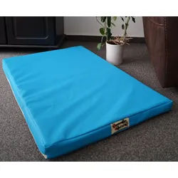 Hundebettenmanufaktur Hundematratze beidseitig Kunstleder Höhe 5 cm Farbe und Größe wählbar blau 105 cm X 65 cm