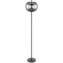 GLOBO LIGHTING Stehlampe, Leuchtmittel nicht inklusive, Vintage Standleuchte Glas Lampenschirm Stehlampe Rauchglas Kugel schwarz