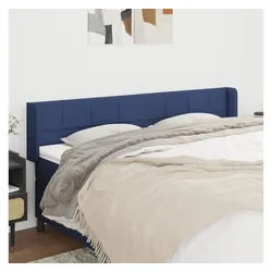 vidaXL Bett, Kopfteil mit Ohren Blau 183x16x78/88 cm Stoff