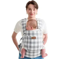 Momcozy Baby Trage - Leichte & Atmungsaktive Karomuster-Blau-Grau 1 St